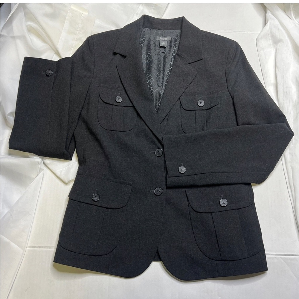 Kenneth Cole Reaction Black Tailored Military-Style Blazer